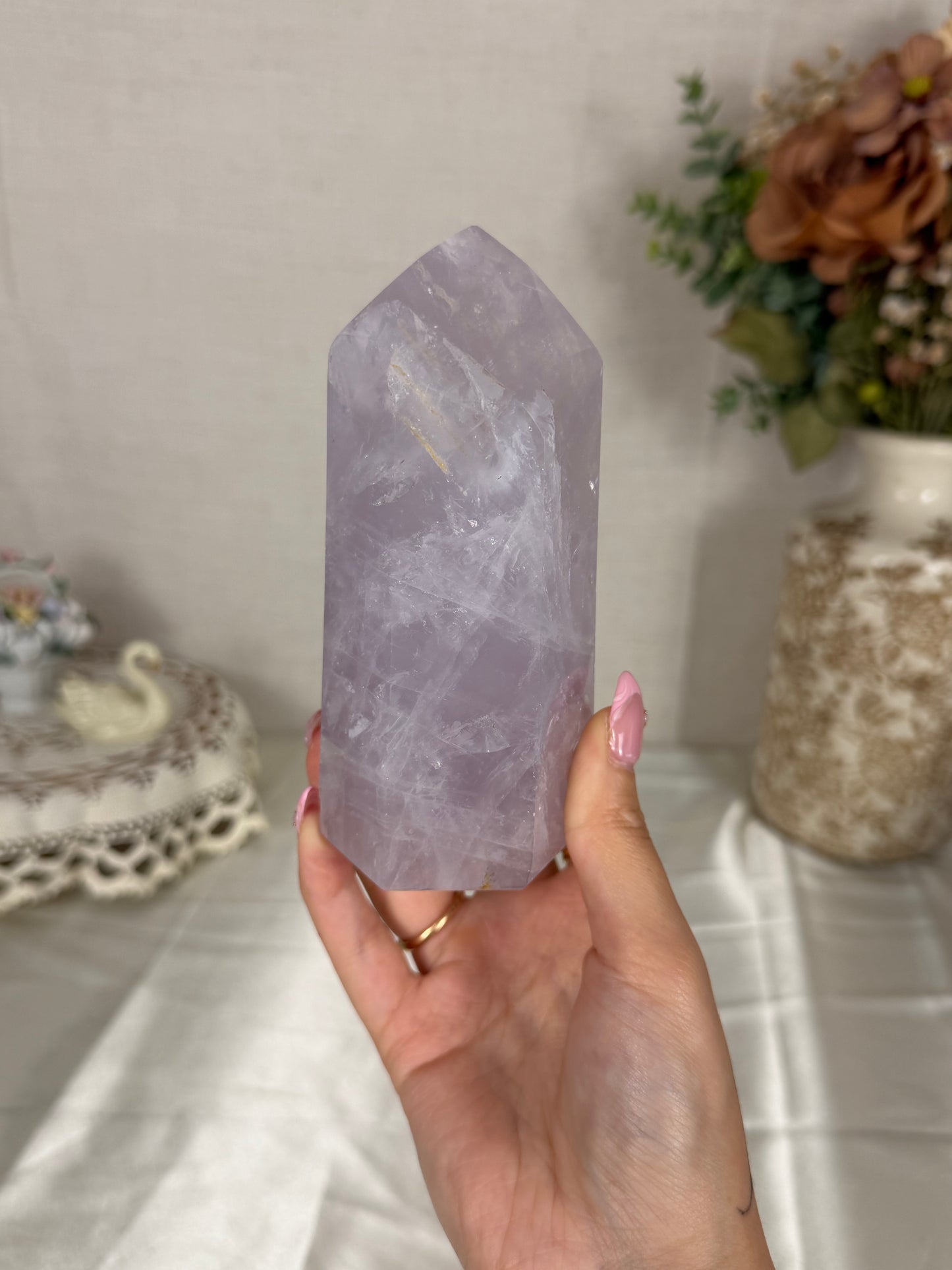 Periwinkle/Lavender Rose Quartz Tower (98)