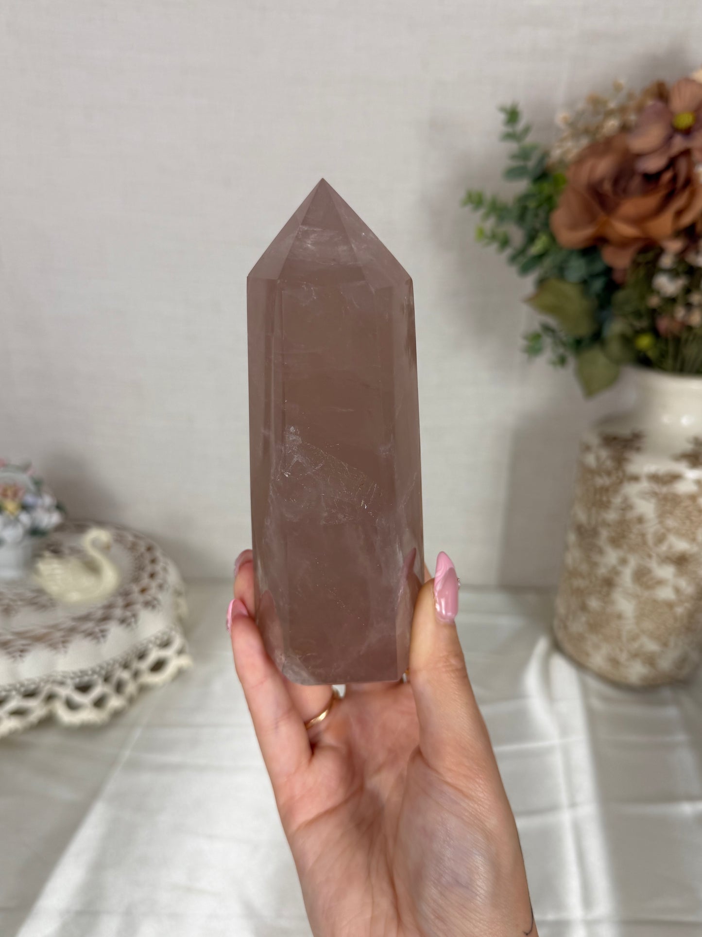 Light Brown Rose Quartz Tower (85)