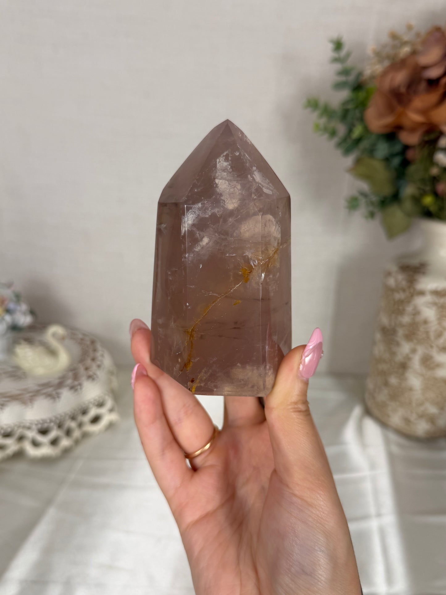 Smoky Brown Rose Quartz Tower (68)