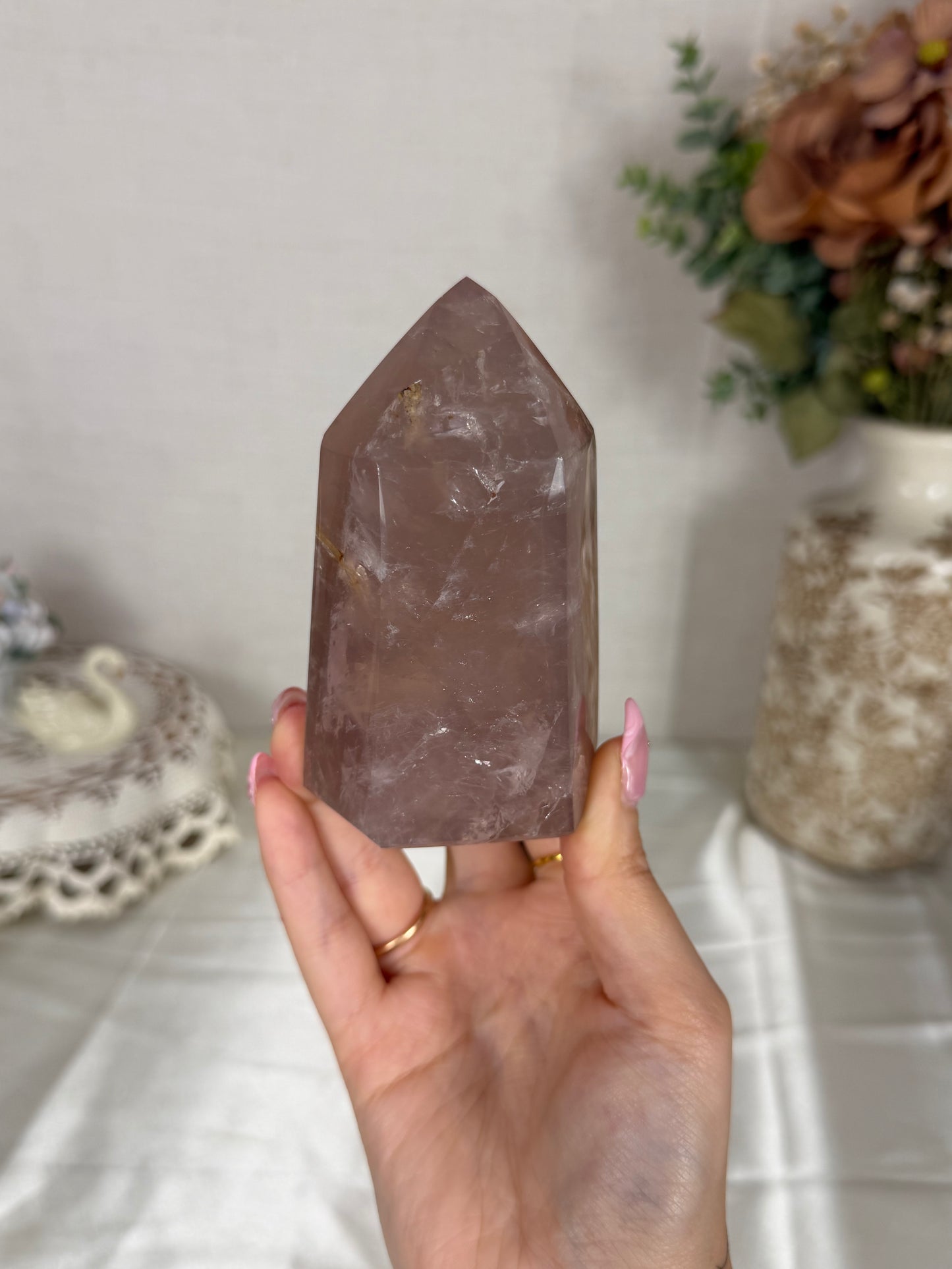 Smoky Brown Rose Quartz Tower (68)