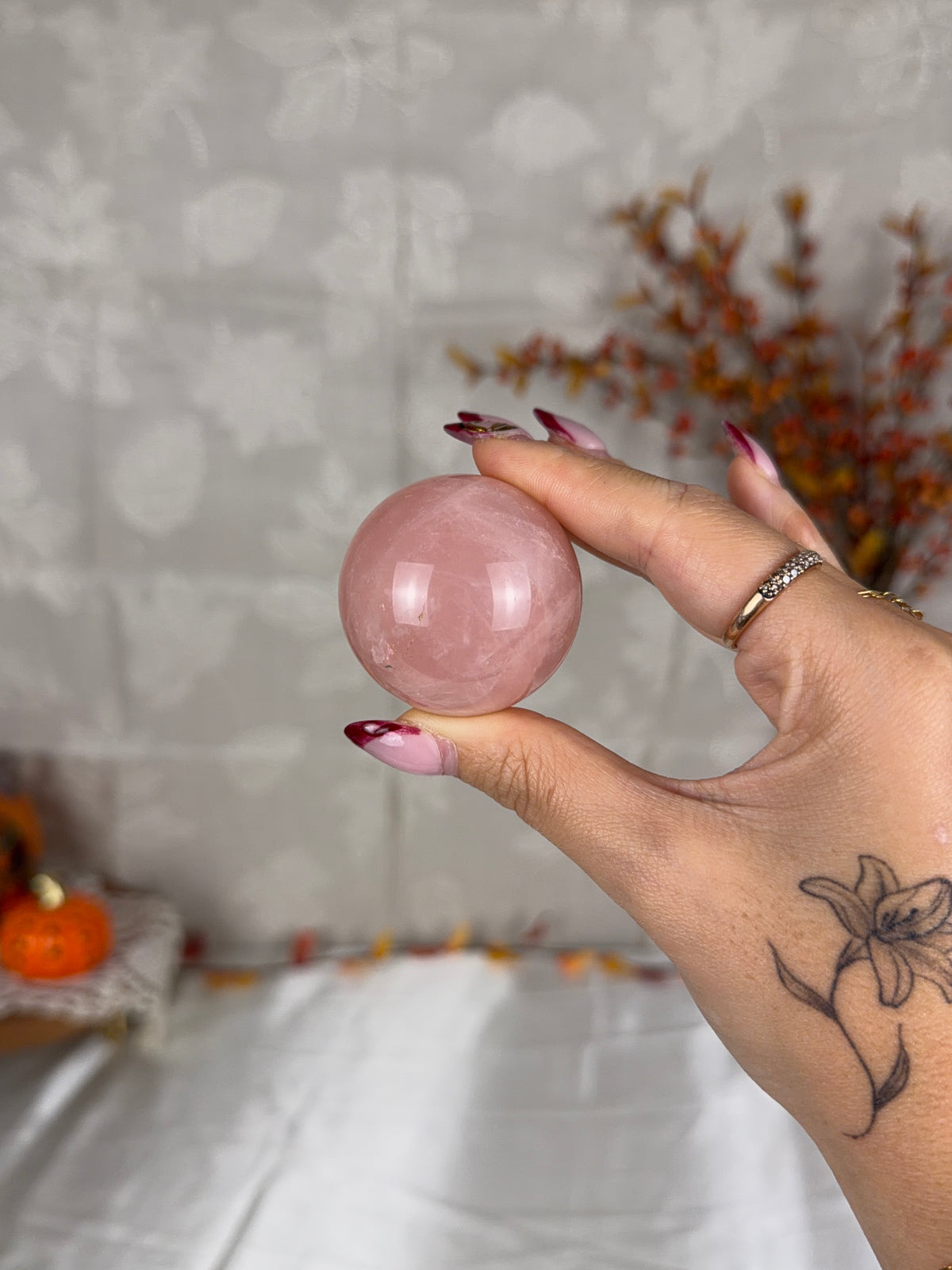 Bubblegum Pink Rose Quartz Sphere (18B)