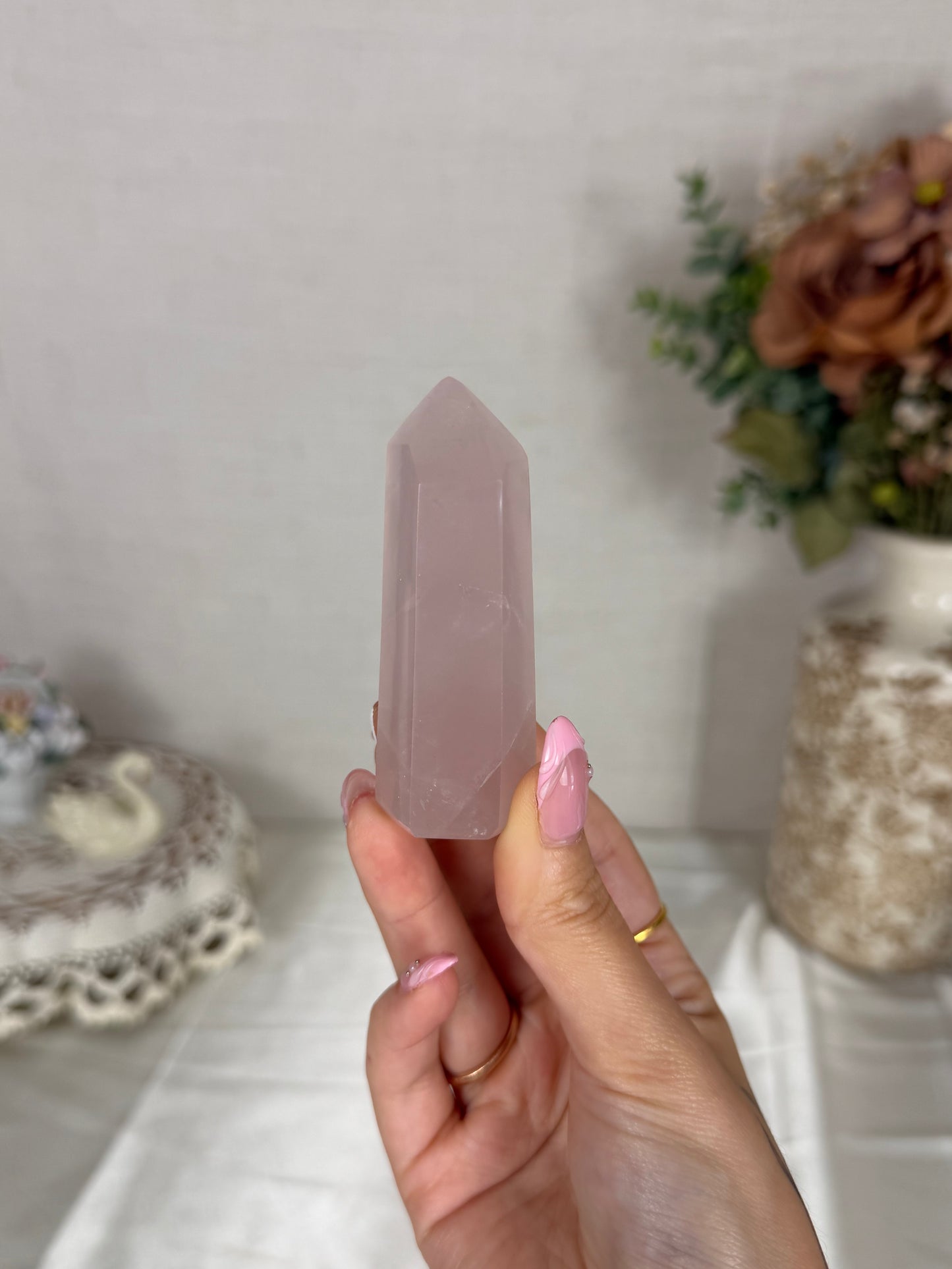 Mini Rose Quartz Tower (8)