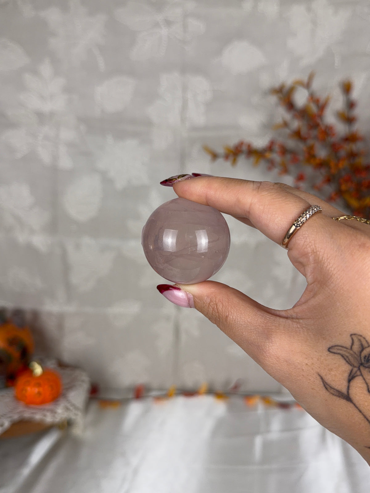 *Water Clear Star Rose Quartz Sphere (14W)