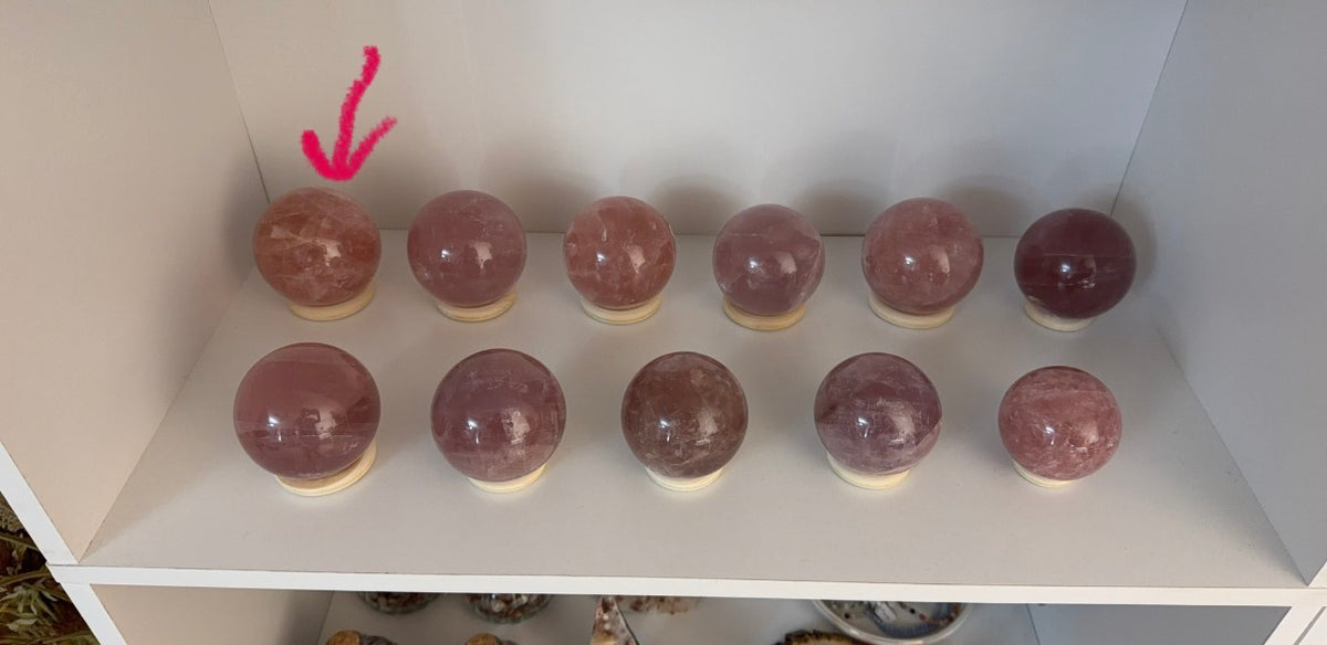 *Juicy Pink Sangria Star Rose Quartz Sphere 76mm (70Q)