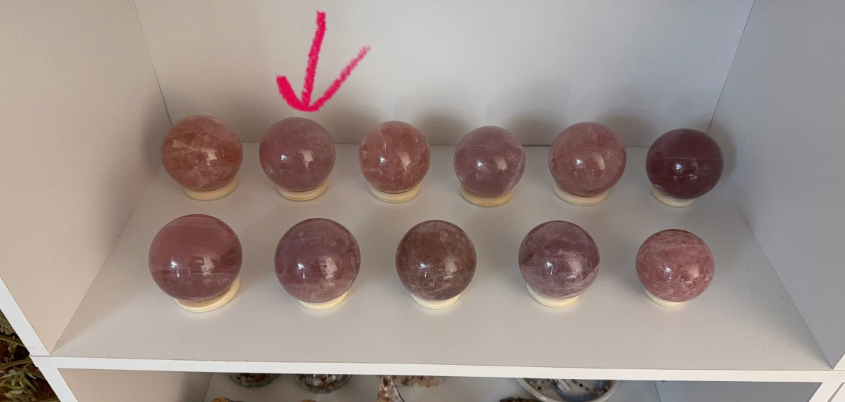 **Double Star Mauve Rose Quartz Sphere 75mm (70)
