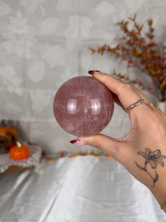 **Juicy Double Star Rose Quartz Sphere 74mm (70J)