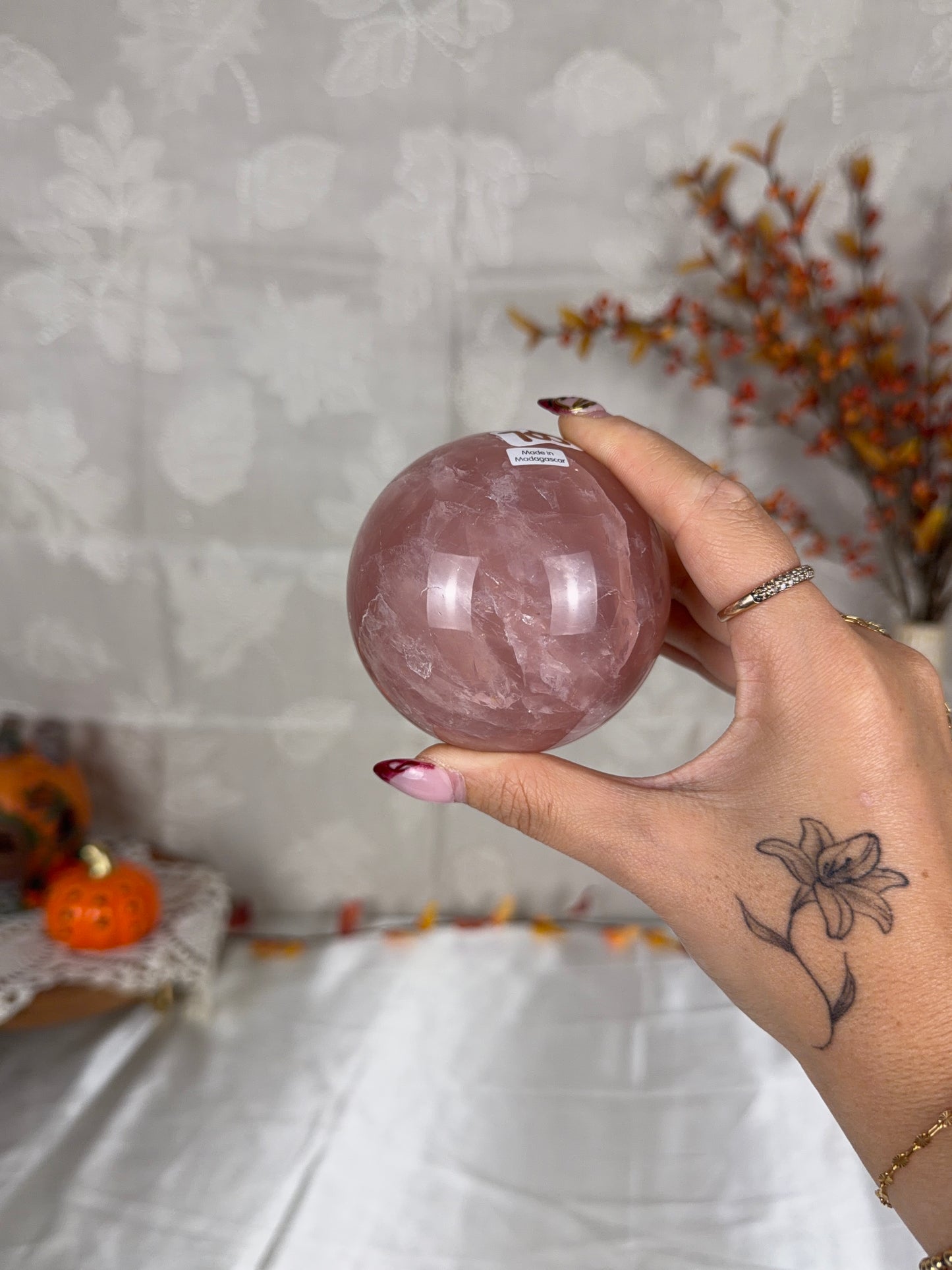 **Juicy Double Star Rose Quartz Sphere 74mm (70J)