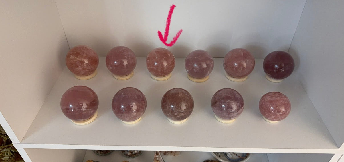 **Juicy Double Star Rose Quartz Sphere 74mm (70J)