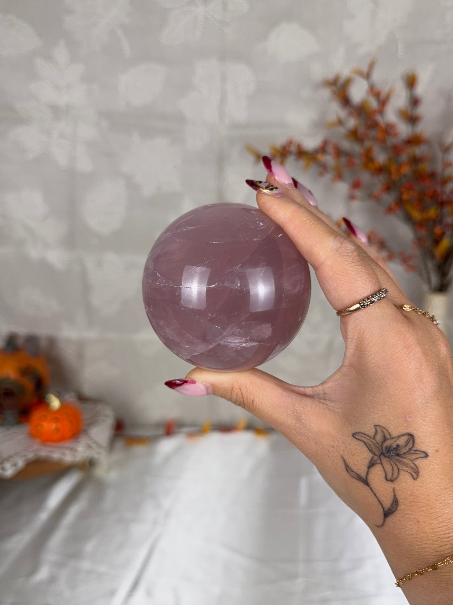 *Juicy Purple Mauve Star Rose Quartz Sphere 72mm (60Z)