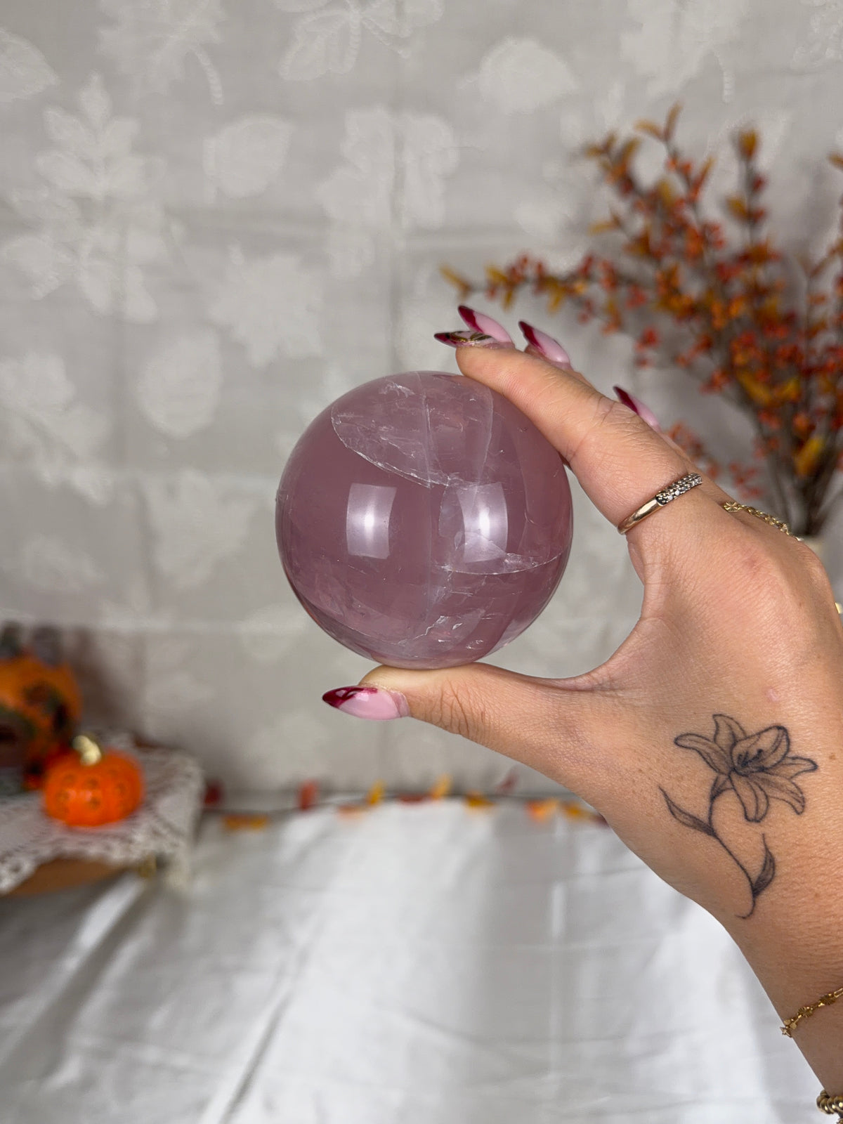 *Juicy Purple Mauve Star Rose Quartz Sphere 72mm (60Z)