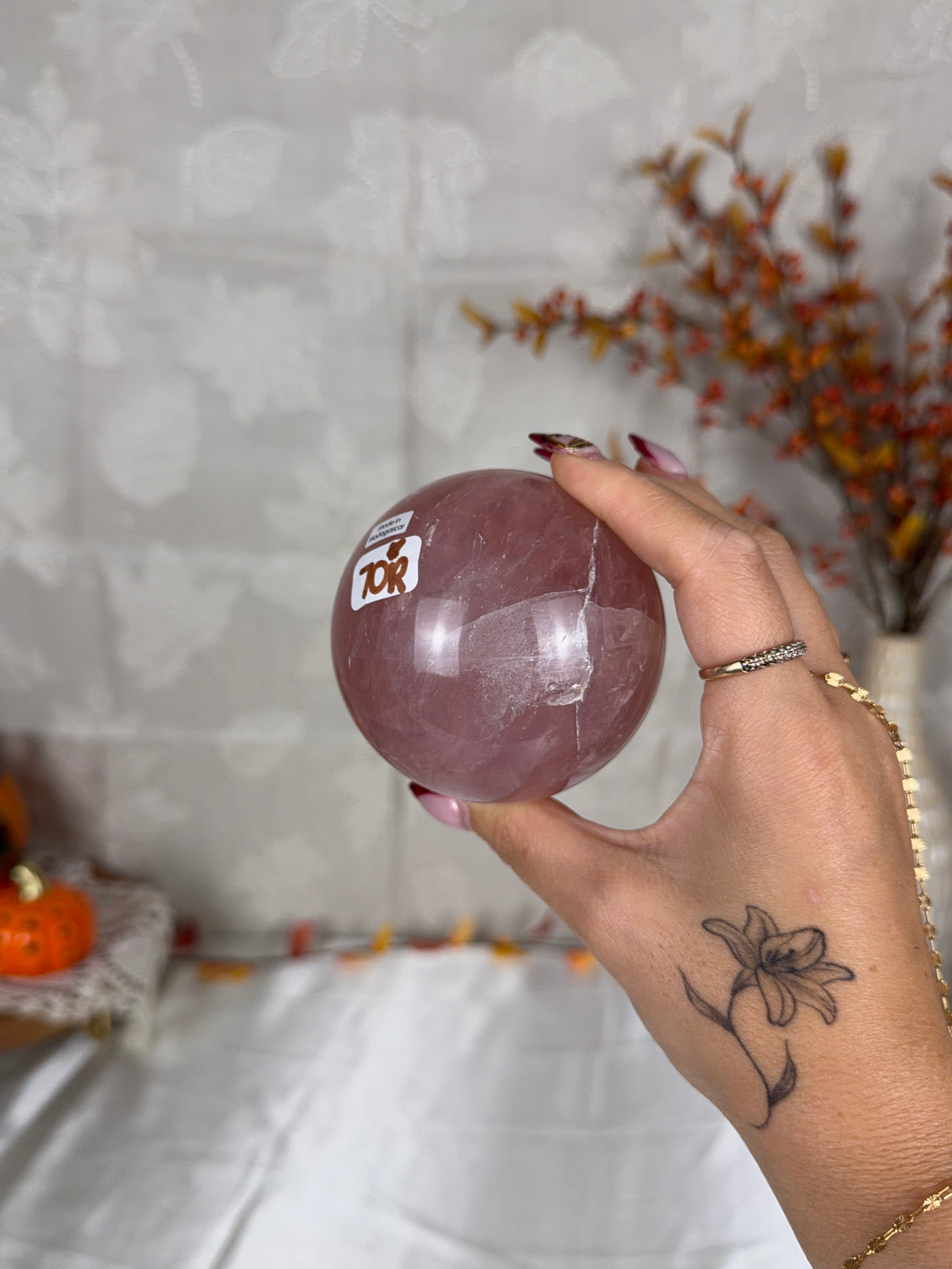 *Juicy Flashy Rainbow Star Rose Quartz Sphere 74mm (70R)