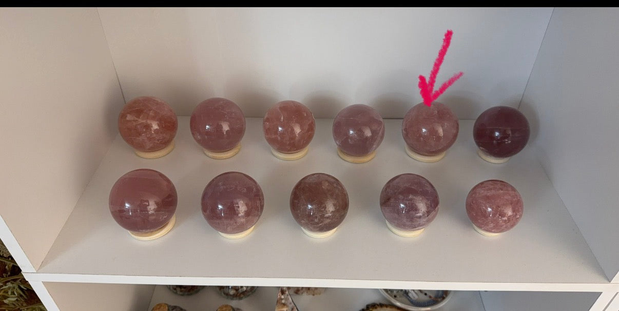 *Juicy Flashy Rainbow Star Rose Quartz Sphere 74mm (70R)