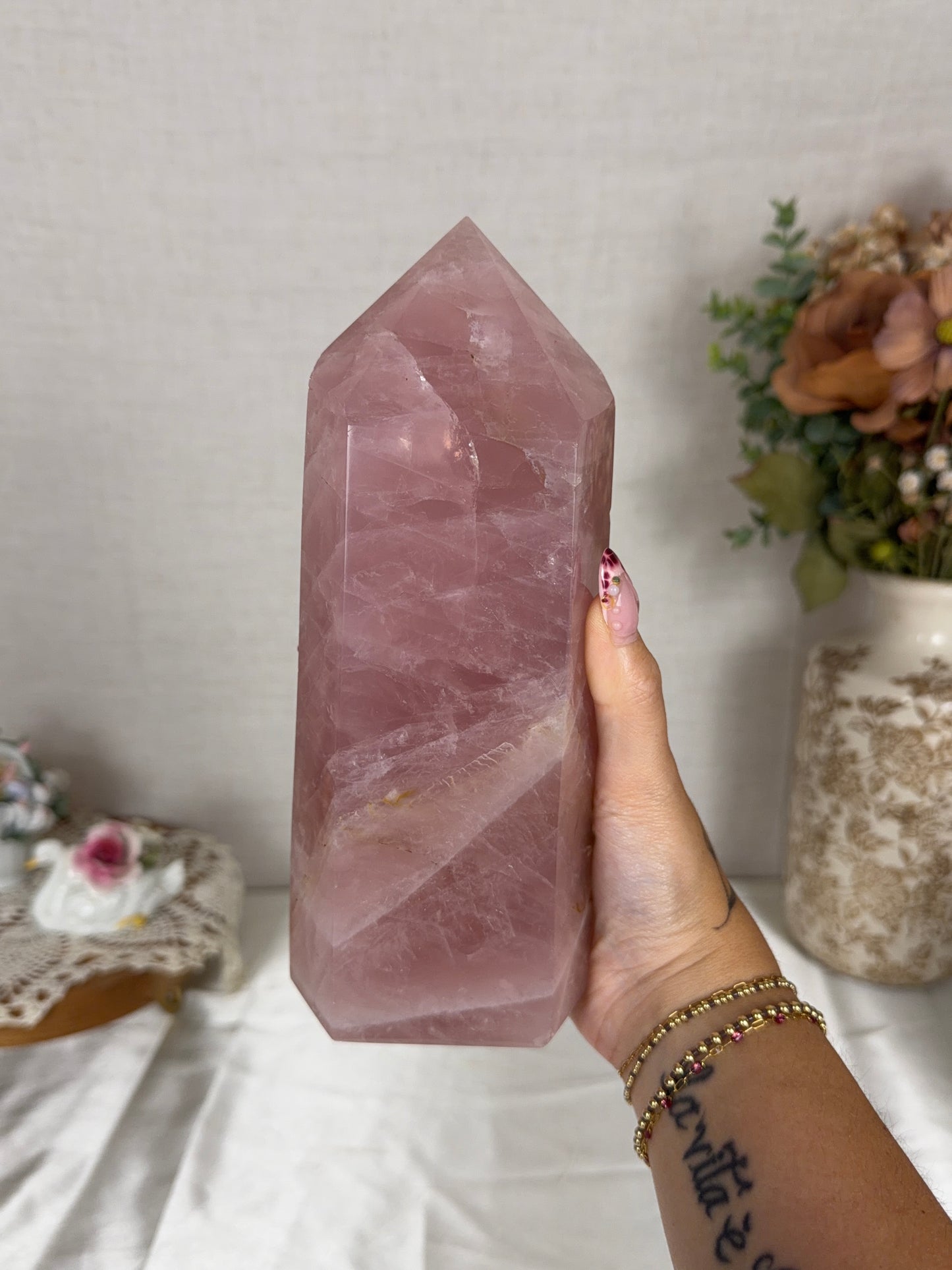 Bubblegum Pink Rose Quartz Tower (272)
