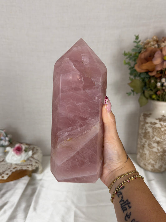 Bubblegum Pink Rose Quartz Tower (272)