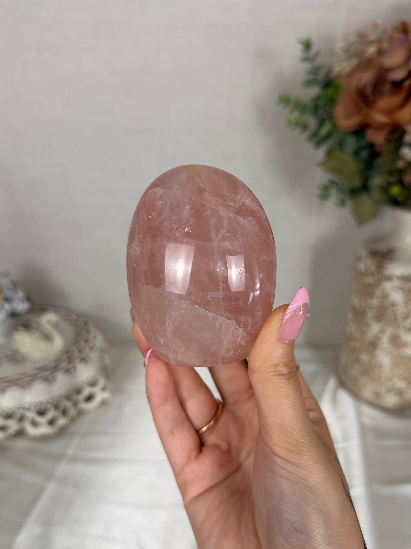 Pink Peach Rose Quartz Freeform (25B)