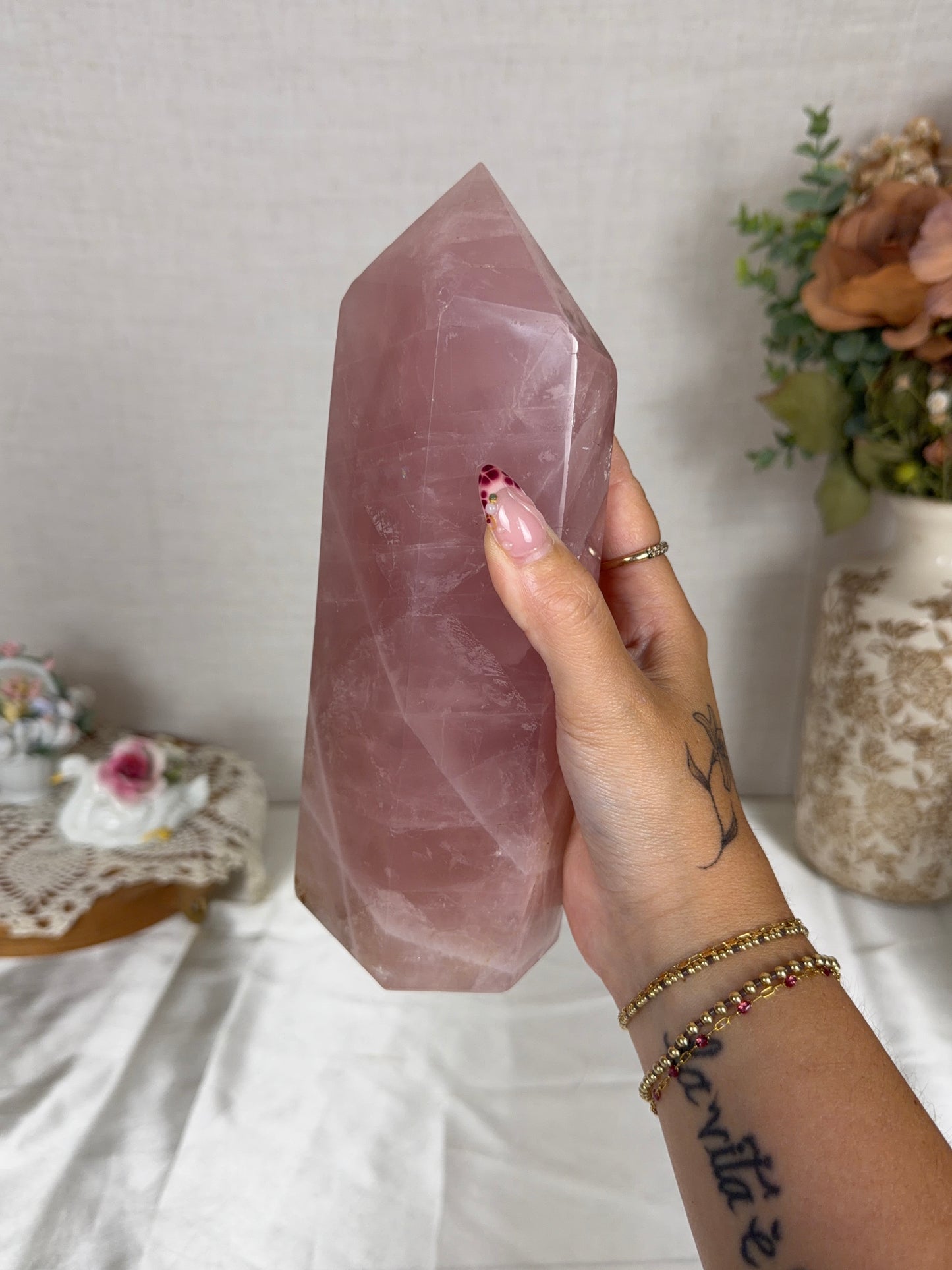 Bubblegum Pink Rose Quartz Tower (272)