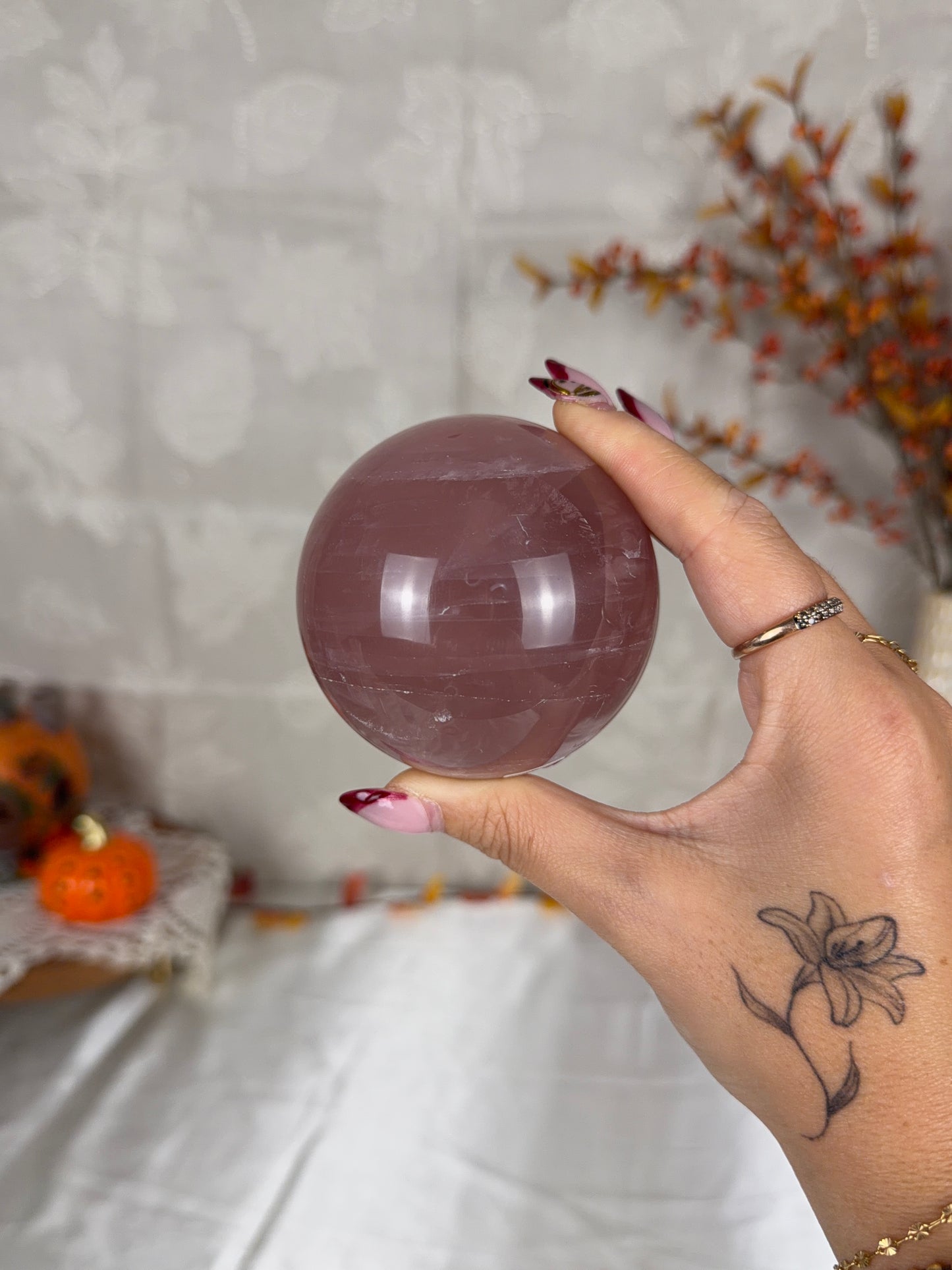 *Juicy Berry Star Rose Quartz Sphere 72mm (60K)