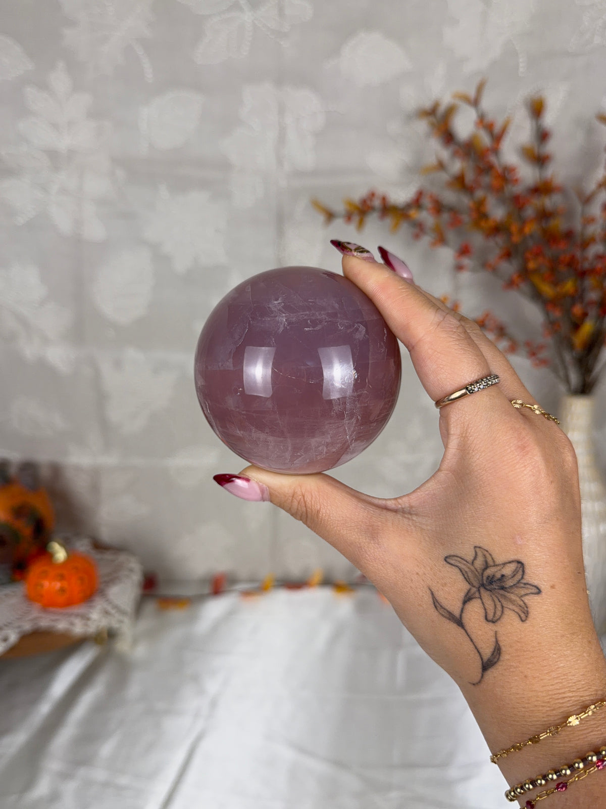 **Two-Toned Multi Star Rose Quartz Sphere 70mm (60T)