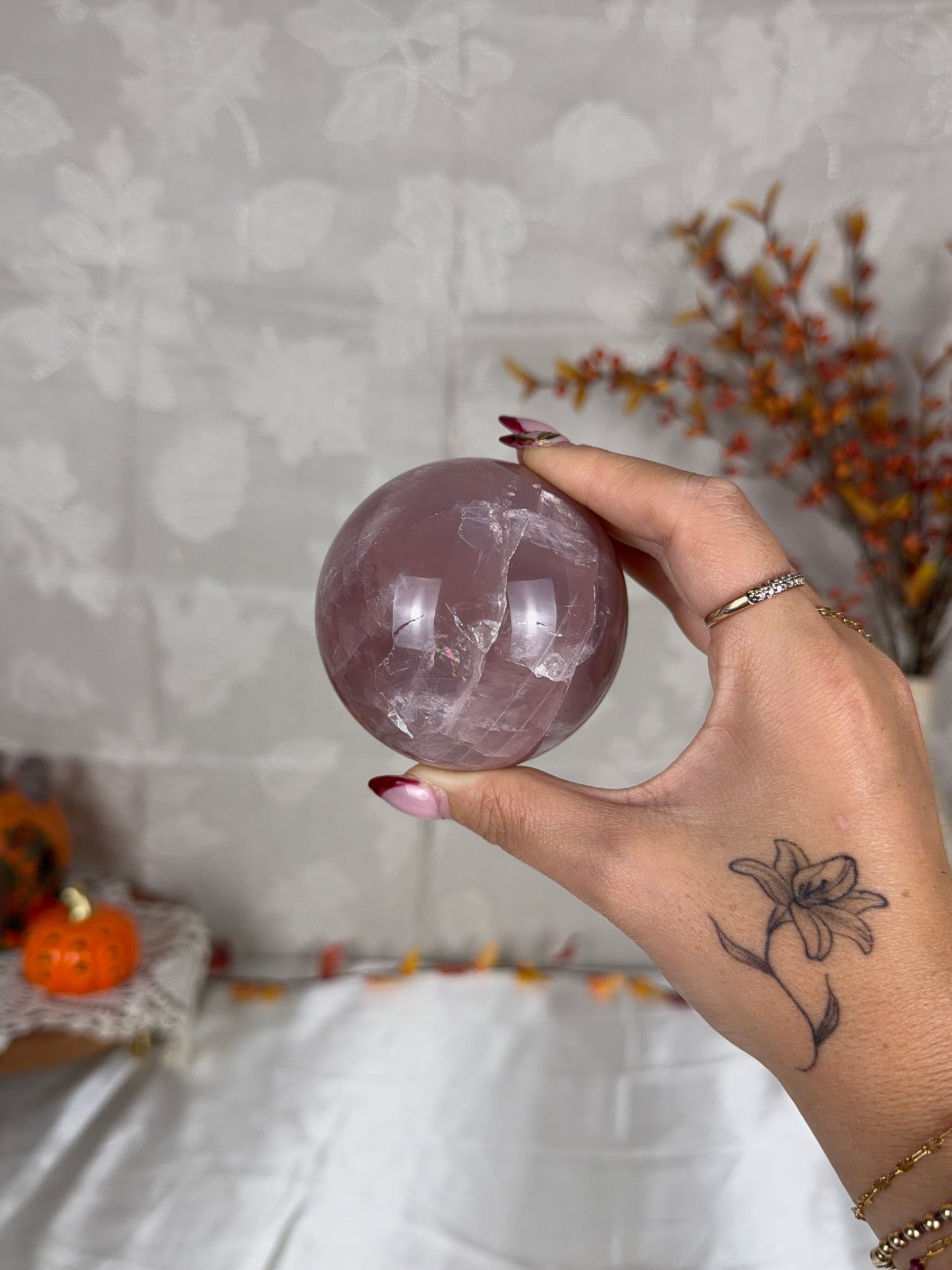 **Two-Toned Multi Star Rose Quartz Sphere 70mm (60T)