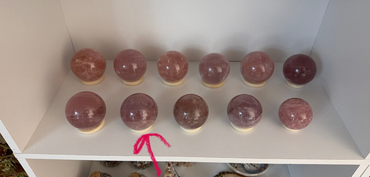 **Two-Toned Multi Star Rose Quartz Sphere 70mm (60T)