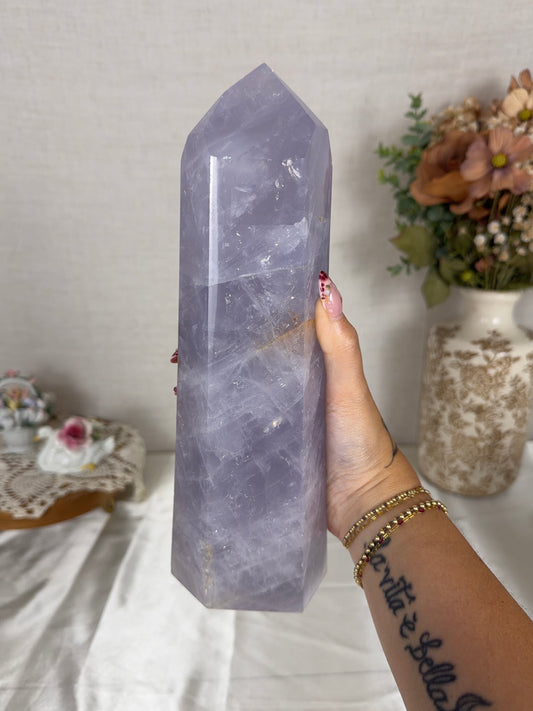 Large Periwinkle Rose Quartz Tower (342X)