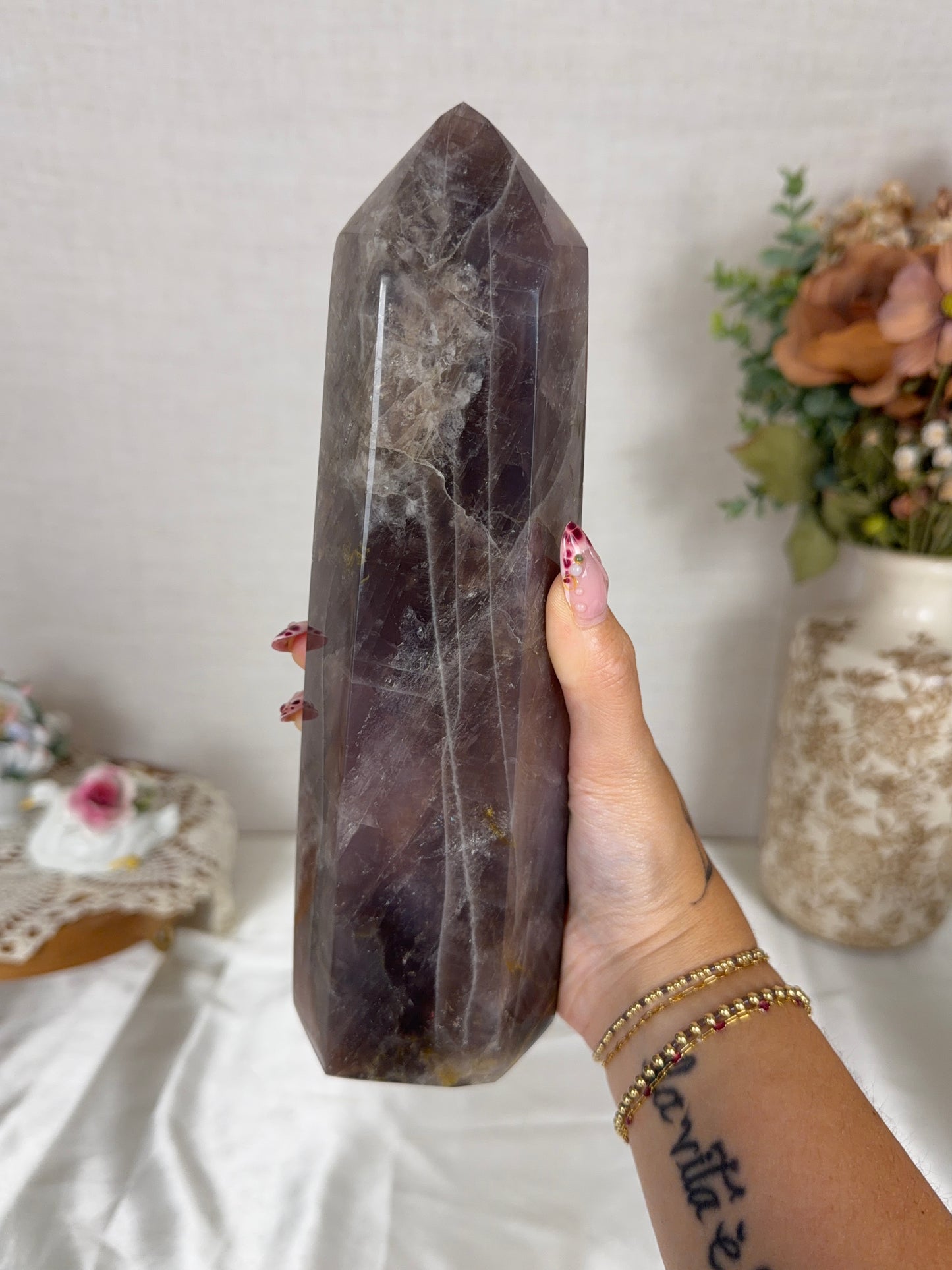 Electric Brown Rose Quartz Tower (216X)