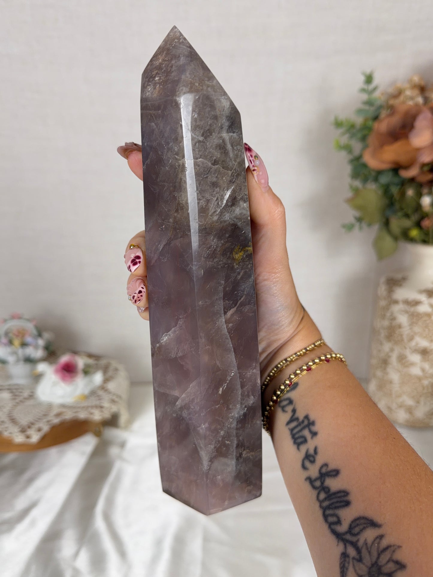 Electric Brown Rose Quartz Tower (216X)