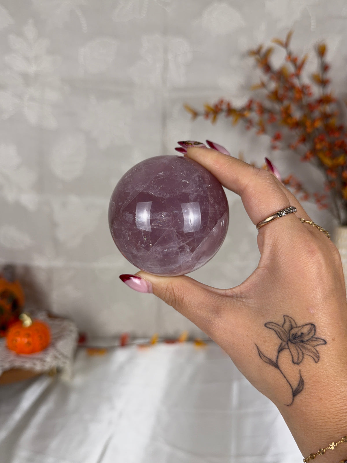 *Electric Lavender Star Rose Quartz Sphere 65mm (50L)