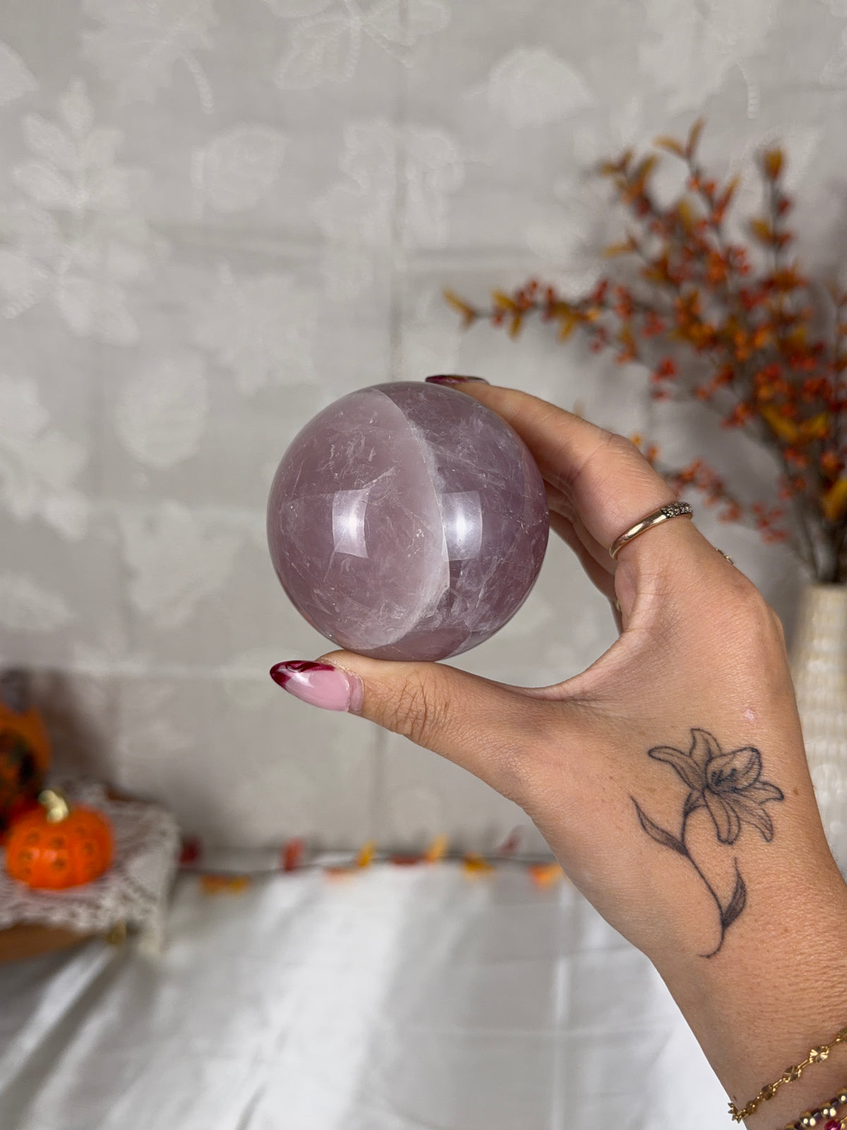 *Electric Lavender Star Rose Quartz Sphere 65mm (50L)