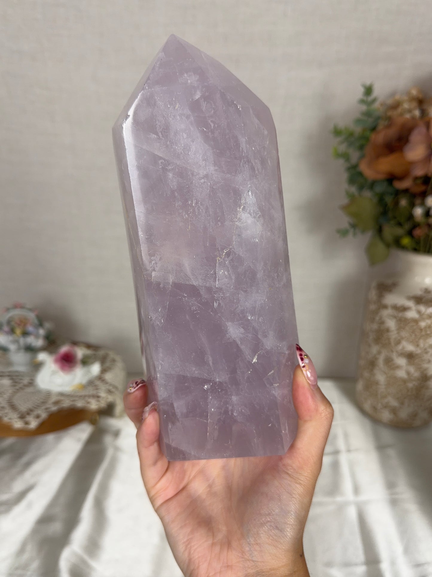 Chunky Lavender Rose Quartz Tower (302L)