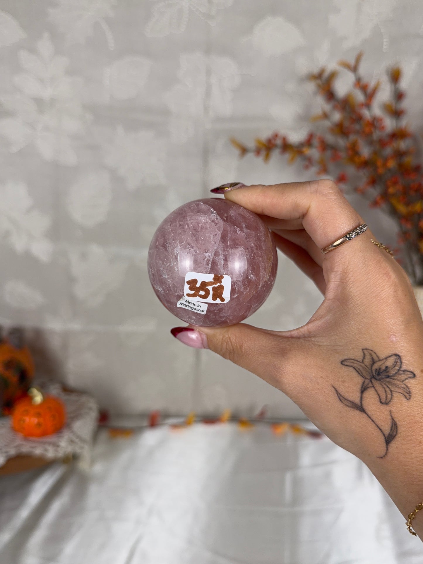 *Juicy Pink Berry Star Rose Quartz Sphere 60mm (35R)