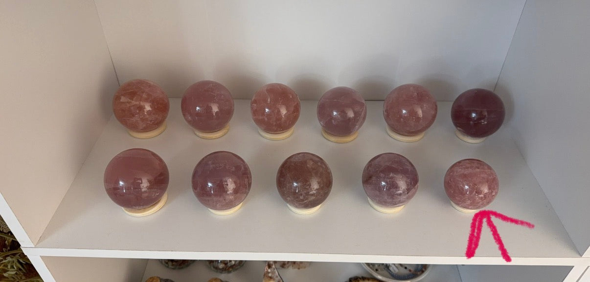 *Juicy Pink Berry Star Rose Quartz Sphere 60mm (35R)