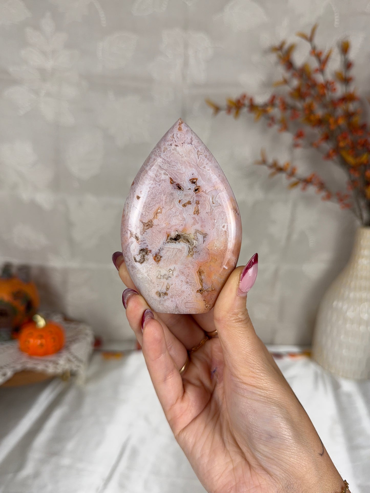 Pastel Druzy Pink Carnelian Flame (34F)