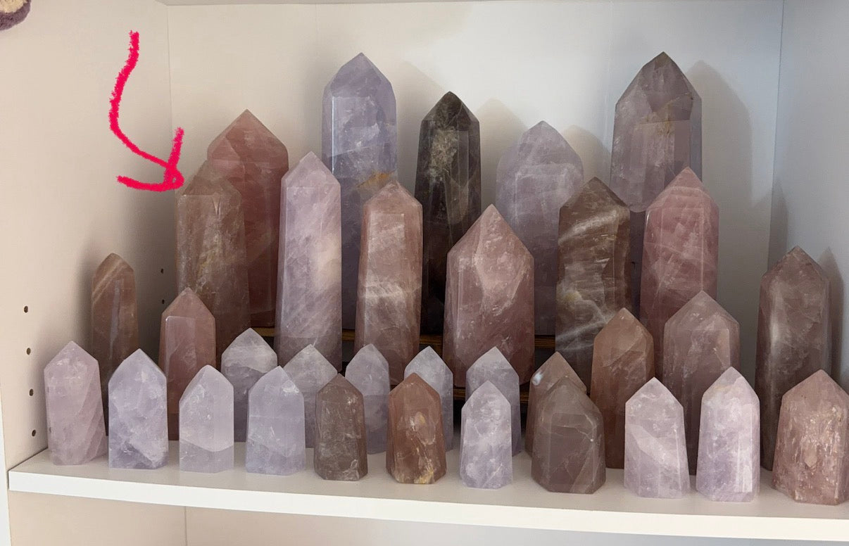 Golden Flash Brown Rose Quartz Tower (186X)