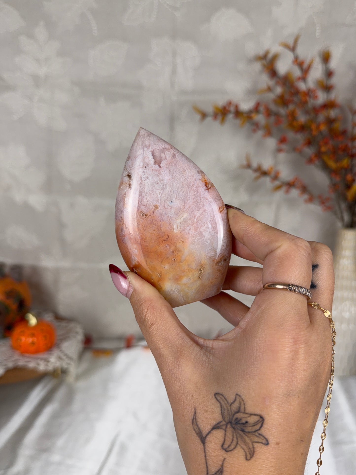 Pastel Druzy Pink Carnelian Flame (34F)