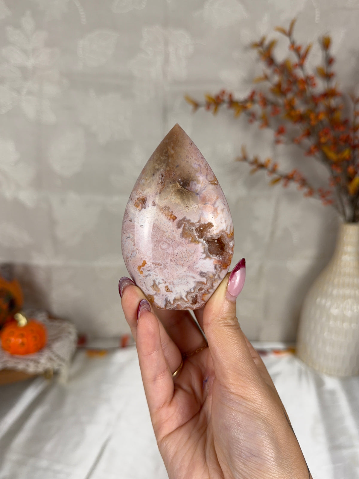 Toasted Druzy Pink Carnelian Flame (34V)