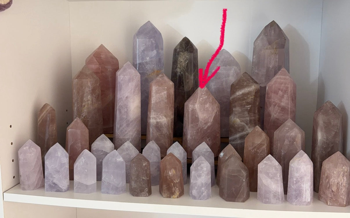 Golden Flash Chunky Rose Quartz Tower (188X)