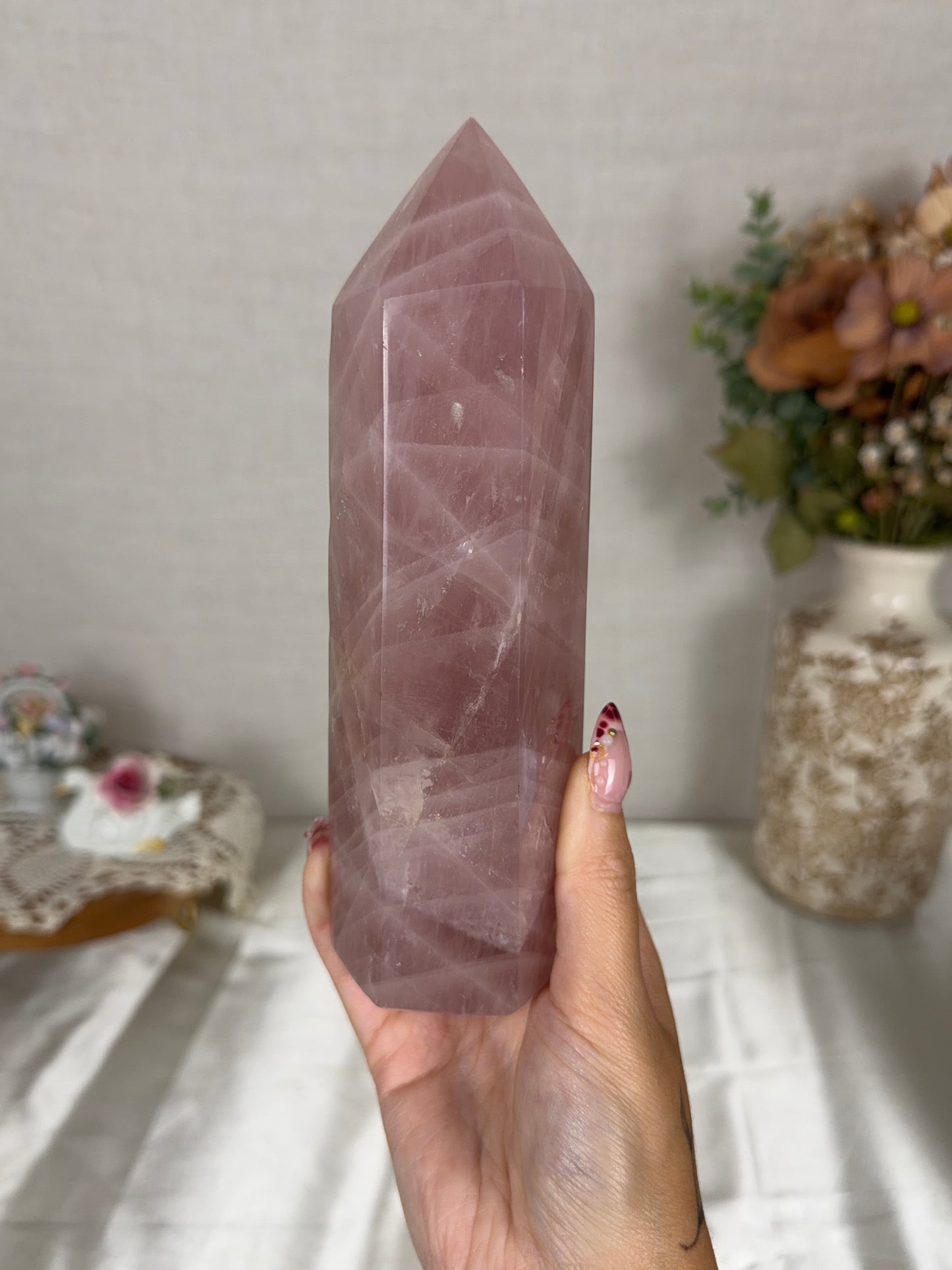 Flashy Rose Quartz Tower (140X)