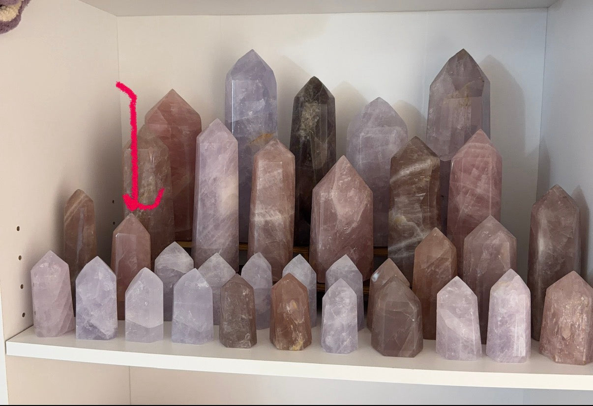 Golden Flash Rose Quartz Tower (62G)