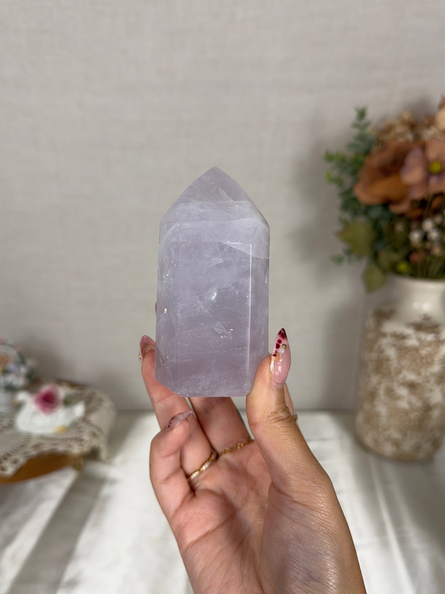 Blue Periwinkle Rose Quartz Tower (38K)