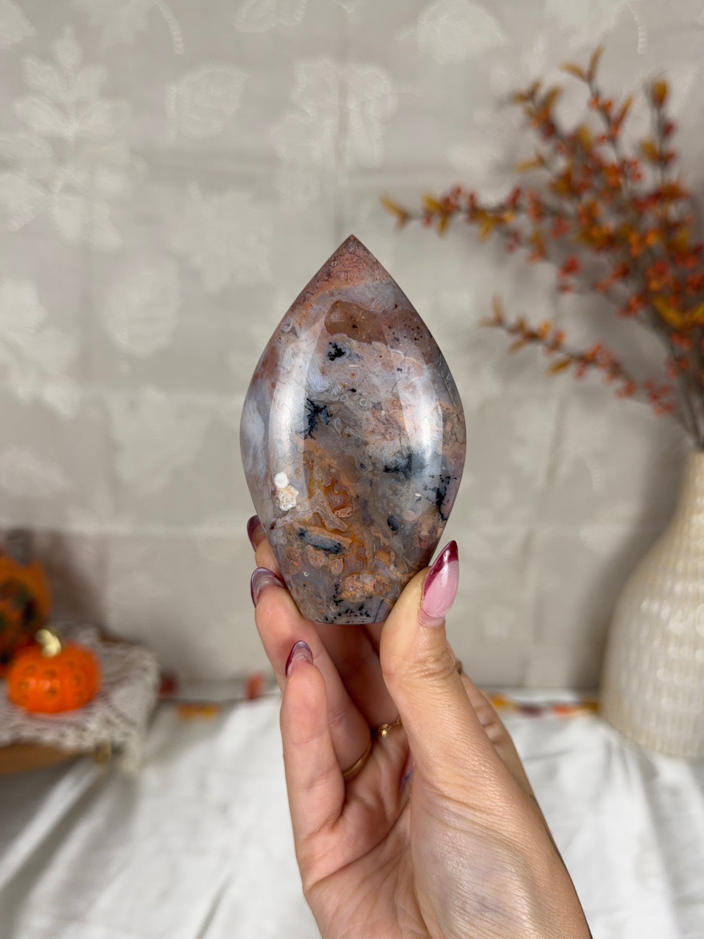 Pink Dendritic Agate Flame (34i)