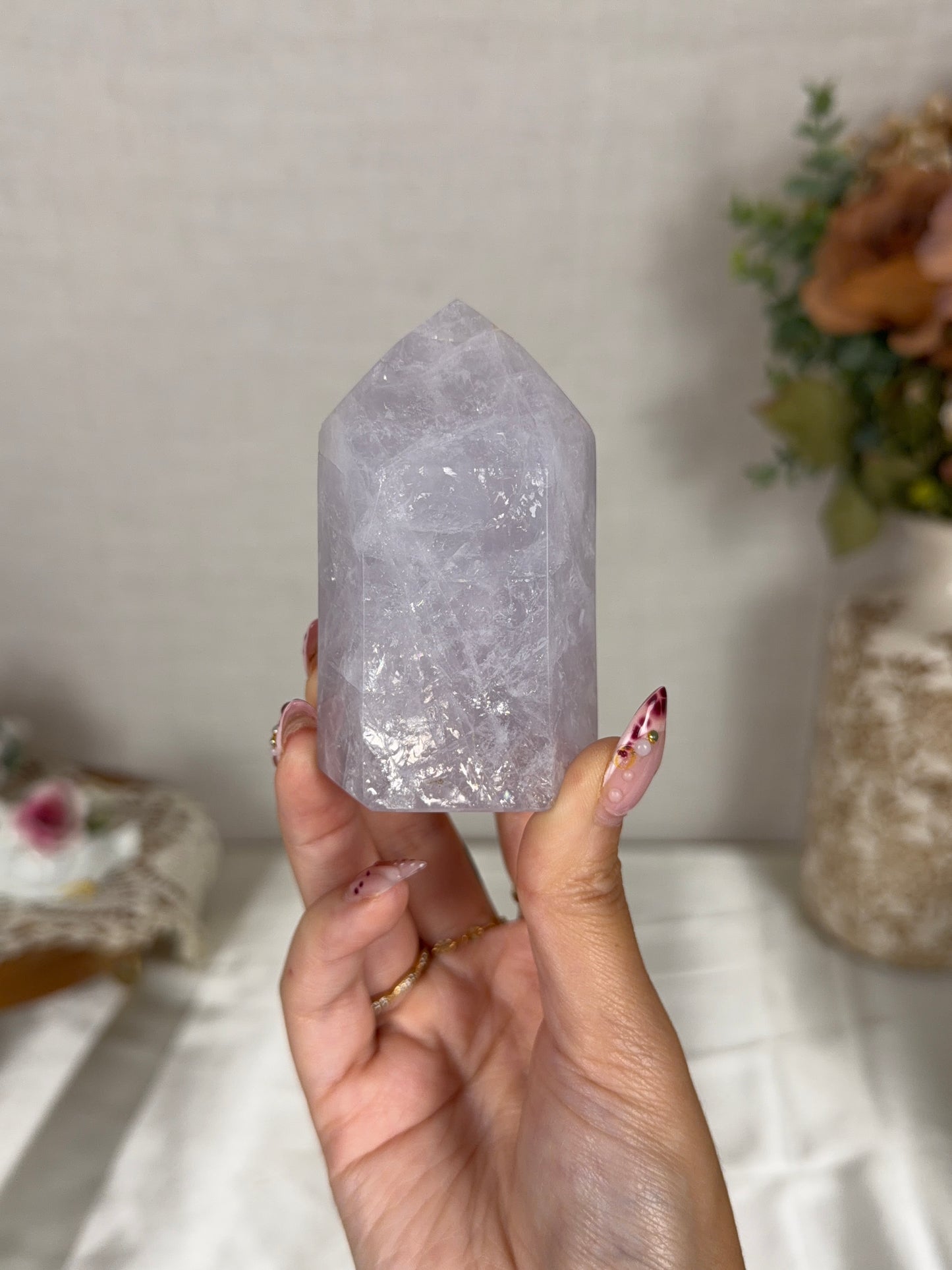 Blue Periwinkle Rose Quartz Tower (36C)