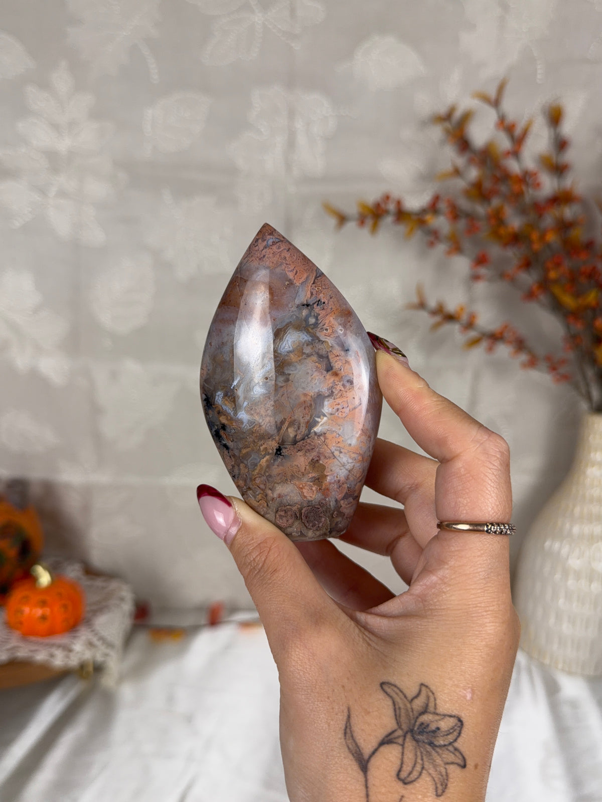 Pink Dendritic Agate Flame (34i)