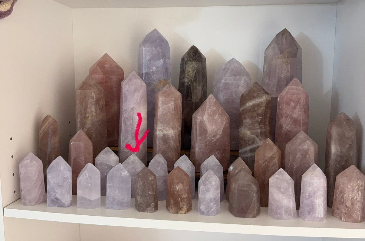 Blue Periwinkle Rose Quartz Tower (36C)