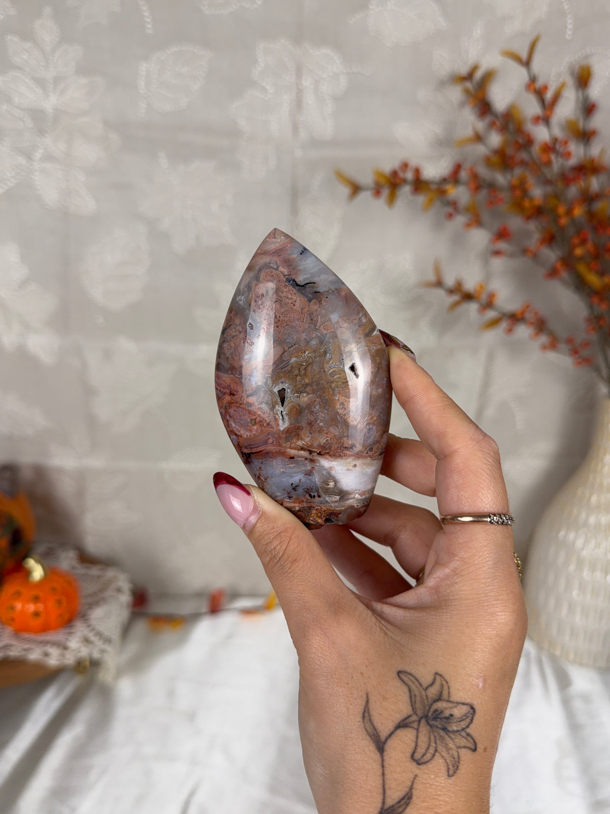 Pink Dendritic Agate Flame (35B)