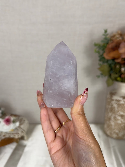 Blue Periwinkle Rose Quartz Tower (35J)