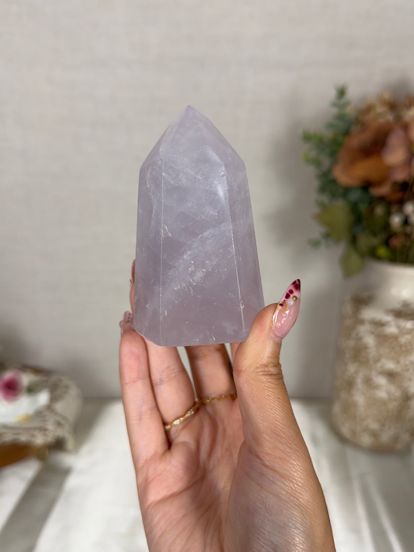 Blue Periwinkle Rose Quartz Tower (35J)