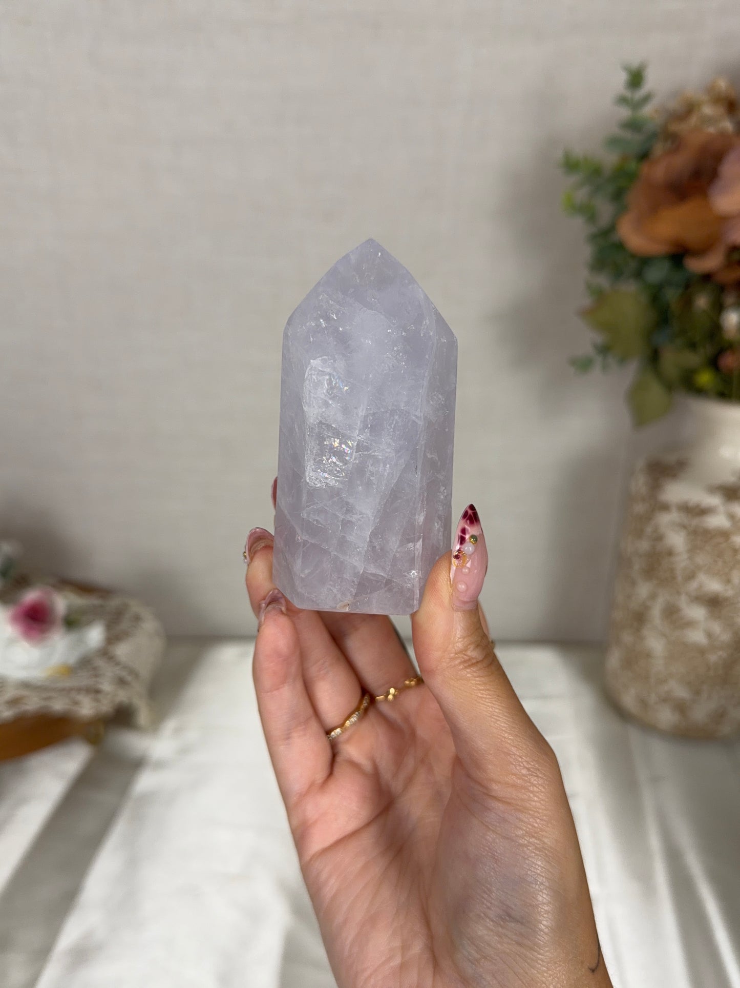 Blue Periwinkle Rose Quartz Tower (30F)