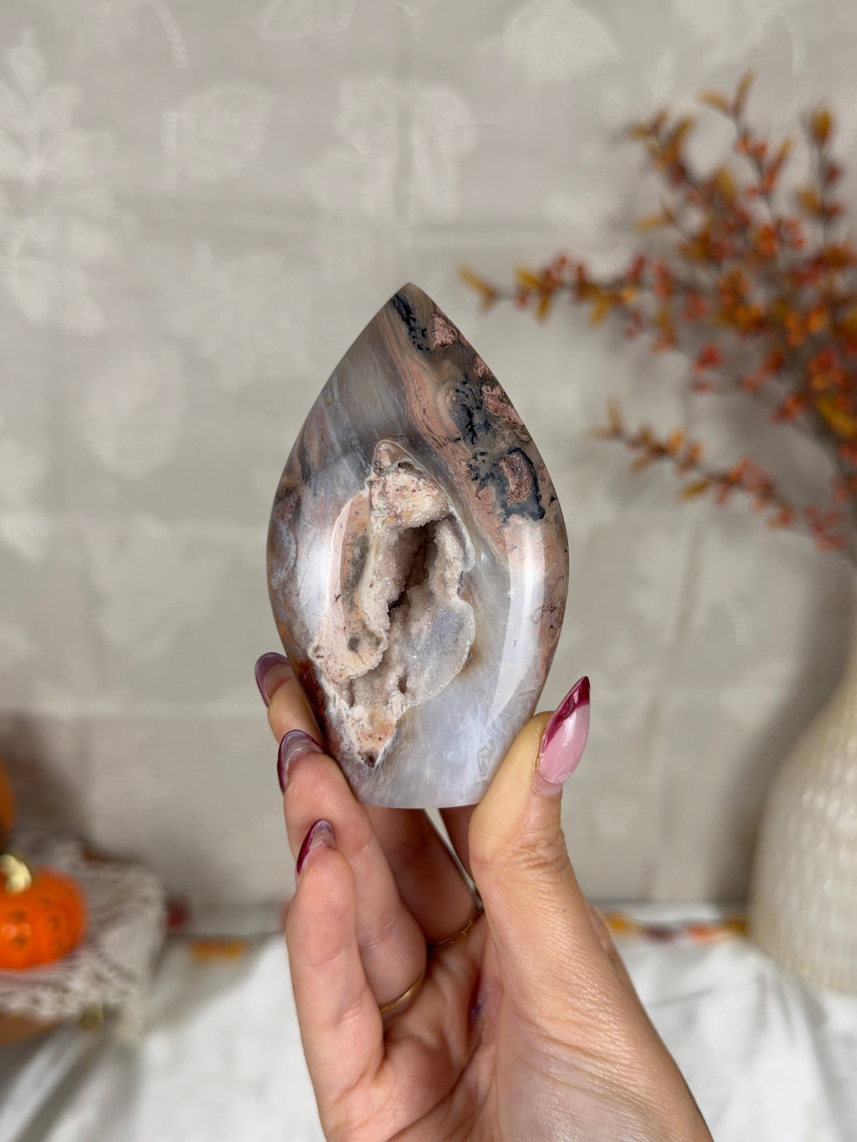 Druzy Pink Dendritic Agate Flame (28D)