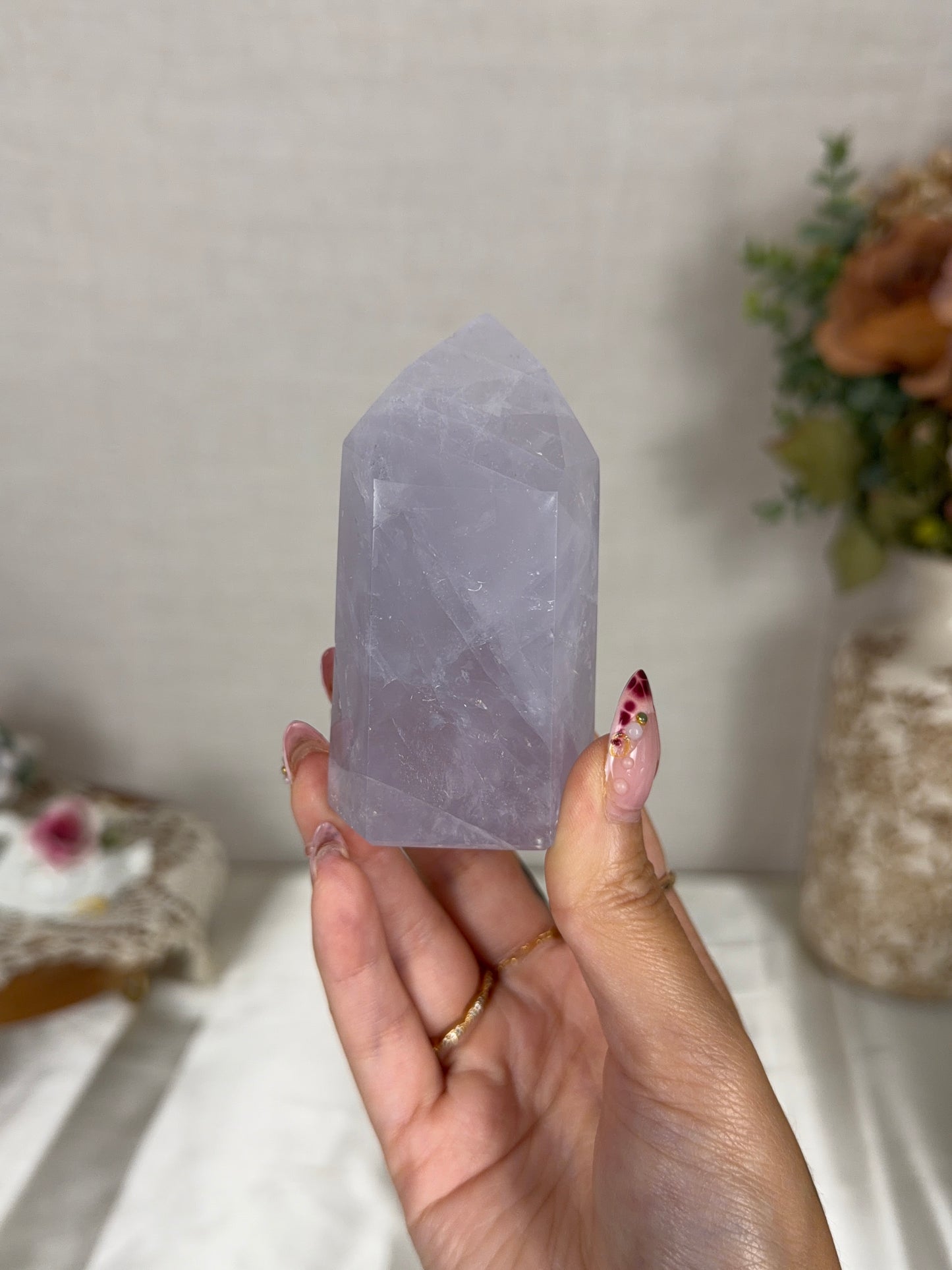 Blue Periwinkle Rose Quartz Tower (32i)